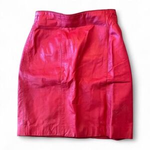 Vintage‎ Chia Red leather mini pencil skirt womens size 4 with zipper 80s 90s